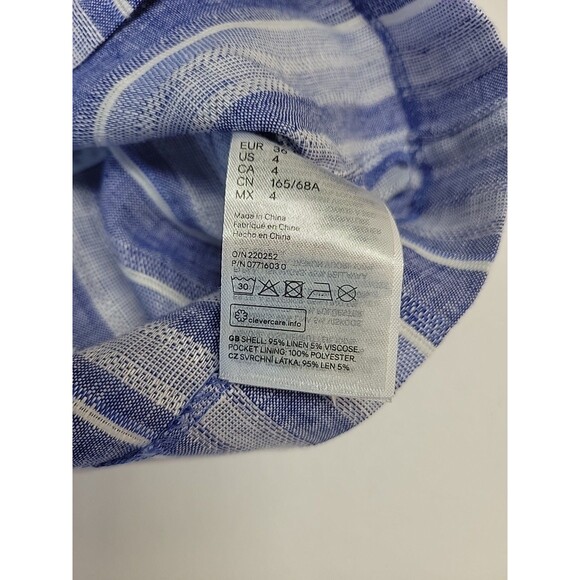 H&M‎ Womens Size 4 Linen Blend Button Front Blue Skirt Pockets - Picture 9 of 10